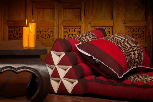 Thai dreieckskissen mit matte - thai,